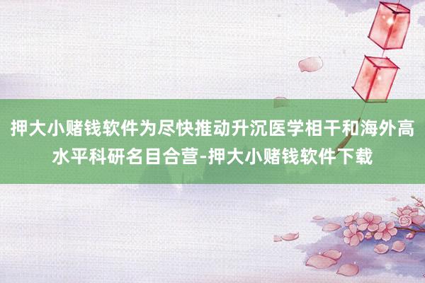押大小赌钱软件为尽快推动升沉医学相干和海外高水平科研名目合营-押大小赌钱软件下载