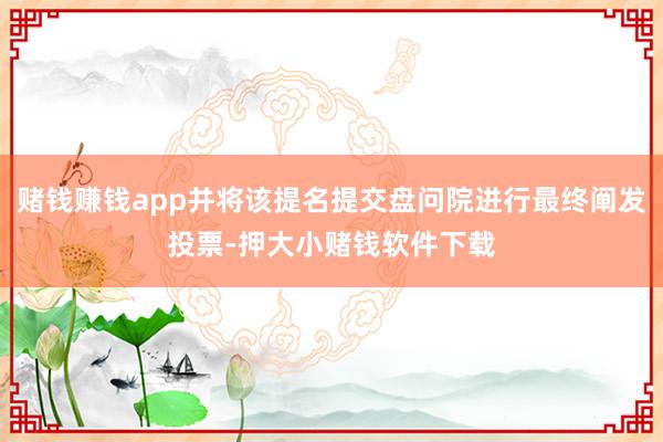 赌钱赚钱app并将该提名提交盘问院进行最终阐发投票-押大小赌钱软件下载