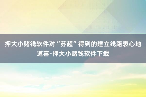 押大小赌钱软件对“苏超”得到的建立线路衷心地道喜-押大小赌钱软件下载