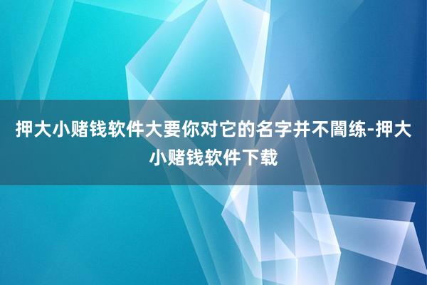 押大小赌钱软件大要你对它的名字并不闇练-押大小赌钱软件下载
