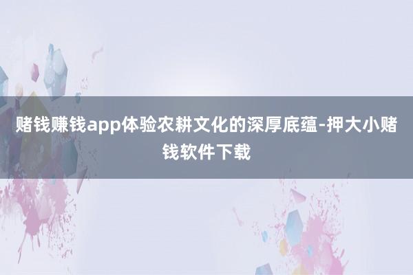 赌钱赚钱app体验农耕文化的深厚底蕴-押大小赌钱软件下载