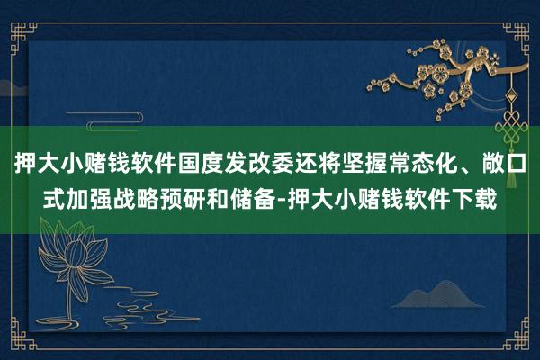 押大小赌钱软件国度发改委还将坚握常态化、敞口式加强战略预研和储备-押大小赌钱软件下载